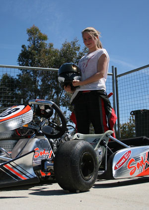 Tyra Maranik oversees her kart at the first ever round of the Sodi Junior Max Trophy class at Canberra last year