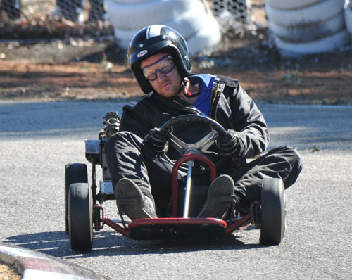 Ross Sears during the Vintage demonstration which saw 17 karts on track