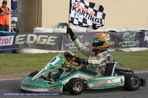 Zane Morse on his victory lap after winning in KF3 