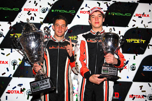 Brad Jenner (left) and Nicholas Andrews made it an RK Kart 1-2 finish in the Rotax Light final 