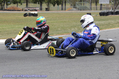 Mayor Pisasale (right) on track as a part of the launch at the Ipswich Kart Club
