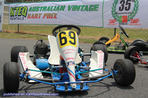 The famous Tarsell 'suspension' kart ran today and will be on track at the KTEQ Rentals Australian Vintage Kart Prix at Ipswich from March 21 to 23 