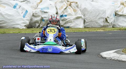 Ben Morrison racing one of the new Vortex Mini ROK karts