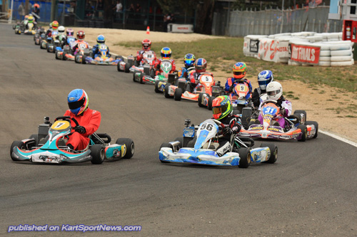 Nicholas Andrews led from the beginning of the Junior Max final to take the win, here ahead of Jake Kostecki
