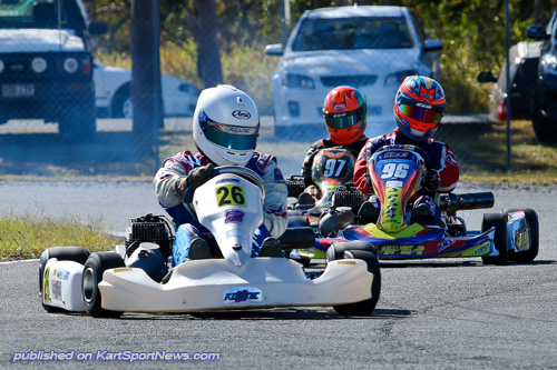 Sydney driver Harry Hayek proved to be too good in Clubman Light, here leading Jaie Robson and John Underwood