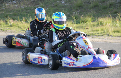 Adam Levi aboard the Team Foster kart on the way to victory on wets