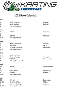 Victorian Calendar for 2021 – KartSportNews